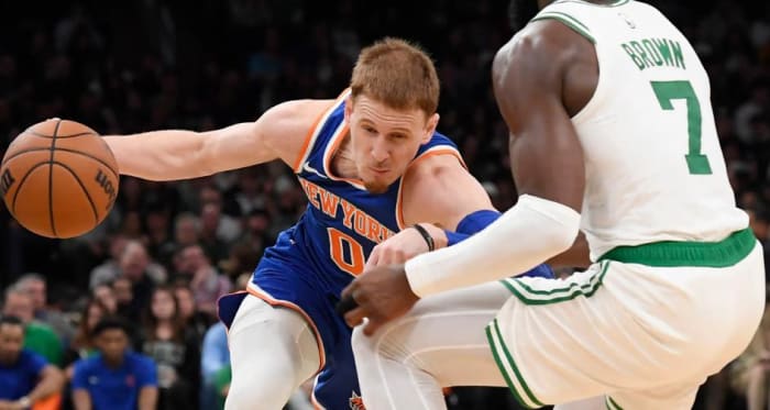 DiVincenzo, seen during the 2023 preseason, was the headlining import of the Knicks' offseason